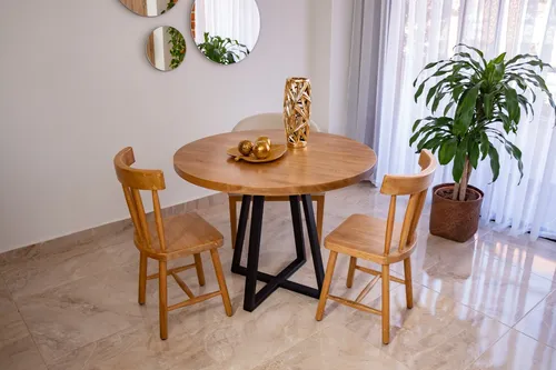 Mesa Comedor Redonda Roble Macizo 70 Cm