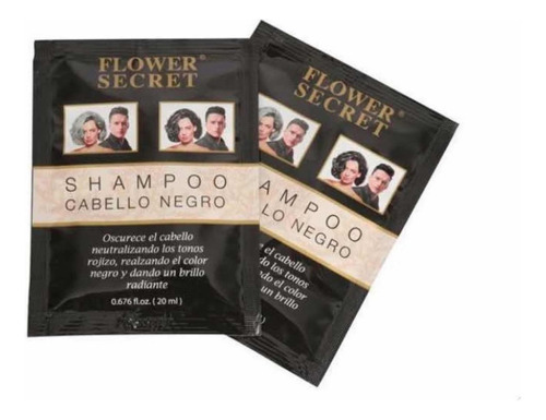 Pack 10 Sobre Shampoo Colorante Negro Para Cubrir Canas