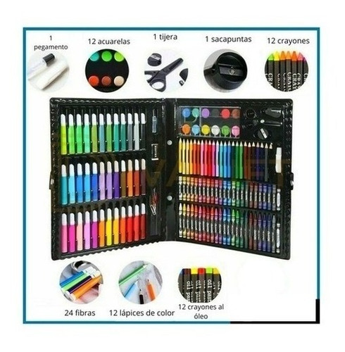 Kit Escolar 86 Piezas Valija Lapices Creayones Completo