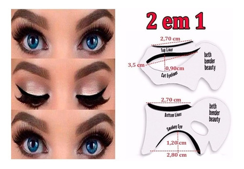 Imagem 2 de 6 de Molde Para Delinear Olhos + Molde Sombra Olho De Gato