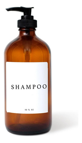 Botella Dispensadora Para Baño Vidrio Ámbar Shampoo 500ml 