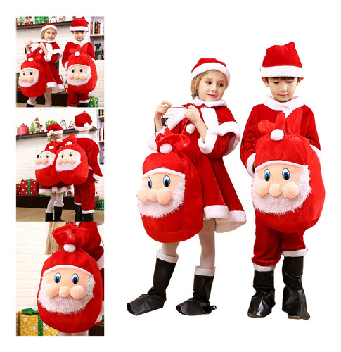 Traje Navideño Rojo Para Cosplay De Papá Noel Para Niños