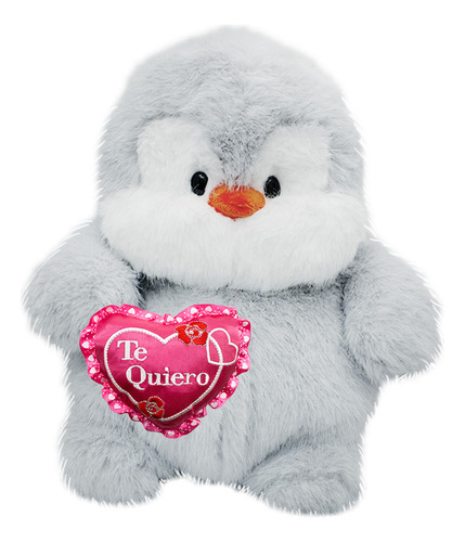 Peluche De San Valentin Pingüino Con Corazon Te Amo Color Te Quiero Rosa
