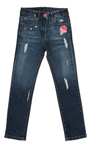 Jeans Ferrioni Para Niña Color Indigo Con Estampados