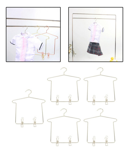 Perchero Para Ropa De Muñecas Bjd De Metal, 5 Piezas,