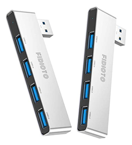 Slim Usb Hub 2pack, Fidioto 4 Port Usb Adaptador(1 * 3.0 Hub