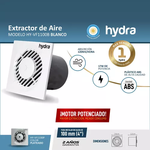 Extractor De Aire Hydra 100mm Cocina Baño Silencioso Envios