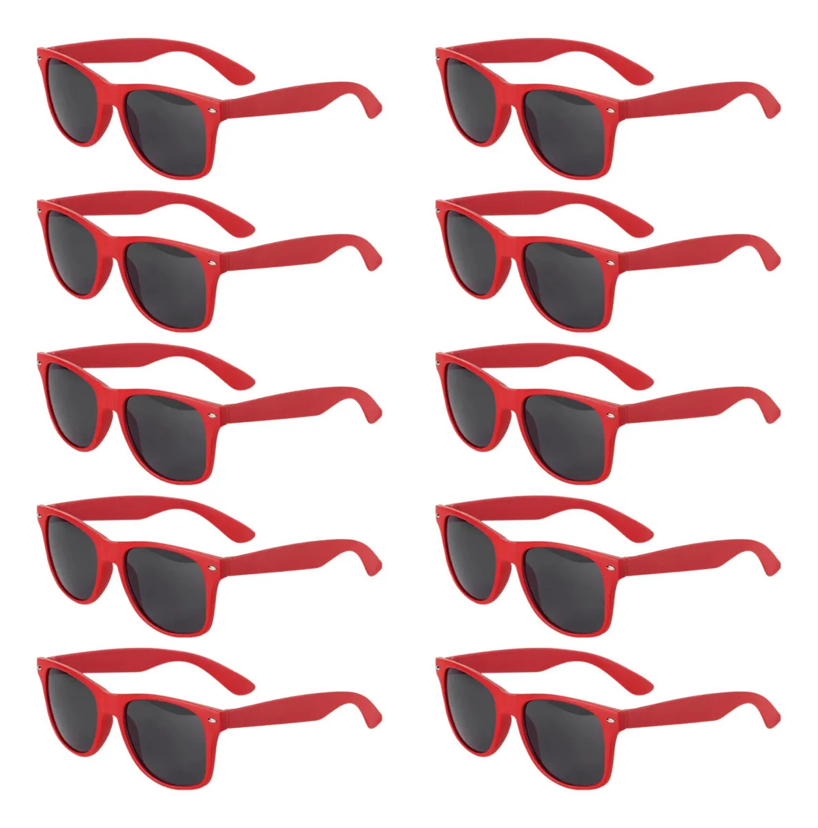 Paquete De 10 Lentes De Plastico Ideal Para Fiesta Color Rojo Diseño Rojo