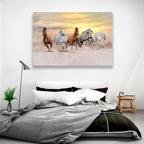 Pintura De Diamantes 5d Diy Caballos Bajo Al Atardecer 40x50