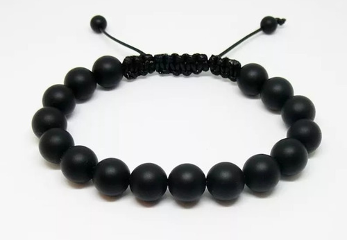 Pulsera Ónix Protectora Energía Positiva Negra Ajustable Negra 45.72 Cm 18 Cm