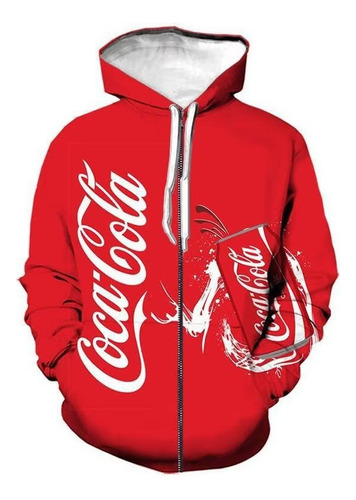 Sudadera Casual Con Cremallera Estampado Creativo Coca Cola