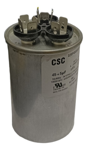 Capacitor Csc Aluminio 45 +5 Uf 370 Vac +-6%