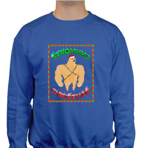 Sudadera H Meme Strong - Cheems Navideño - Divertida