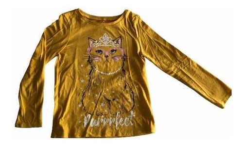 Remera Carters 10 Años Gato Corona Ocre Manga Larga