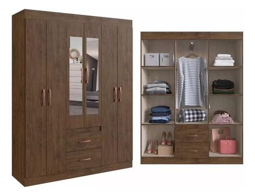 Ropero Armario Placard Closet 6 Puertas Cajones Dormitorio