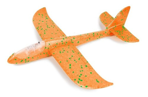 Avião Planador Led Aeromodelo Brinquedo Voa Flexível Laranja