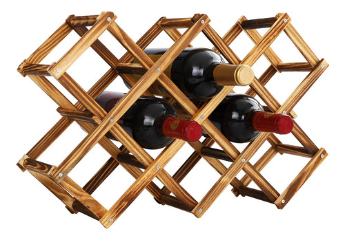 Gadiedie Estante Para Vino, 10 Botellas, Plegable, De Mader.