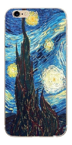 Funda Suave Silicon iPhone Plus Van Gogh Noche Estrellada