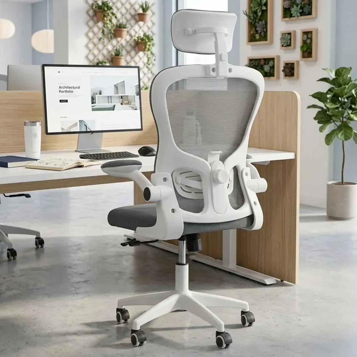 Silla Escritorio Oficina Ergonómica Ejecutiva Giratoria Soporte Lumbar Altura Ajustable SelectShop Color Gris