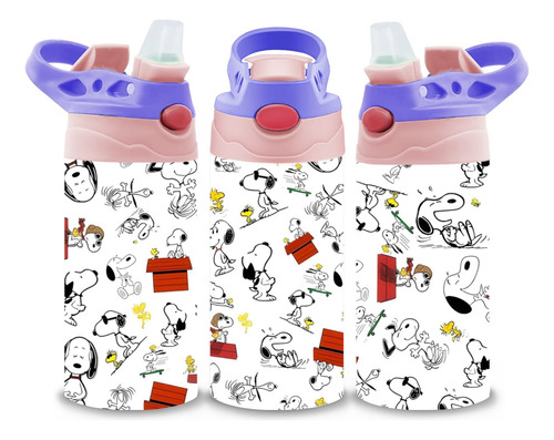 Termo Infantil Snoopy Acero Inoxidable Doble Capa 320 Ml Lila