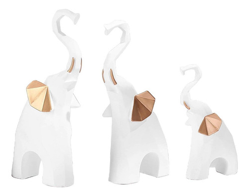 3 Estatuas Modernas De Elefantes, Modelo Animal De Resina