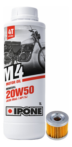 Kit Filtro Aceite Suzuki 125 Gn Gixxer 150 + 20w50 Ipone M4