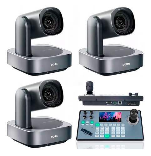 Três Câmeras Robótica Dorn Ptz 4k 12x Ndi Hx2 + Controladora