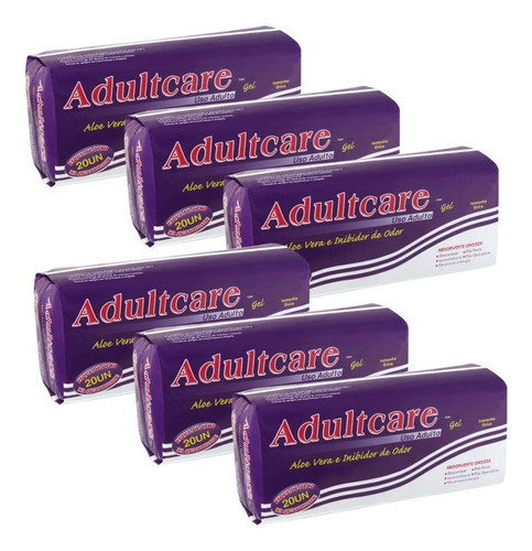 Absorvente Unissex Adultcare Kit Com 6 Pacotes 120 Unidades 