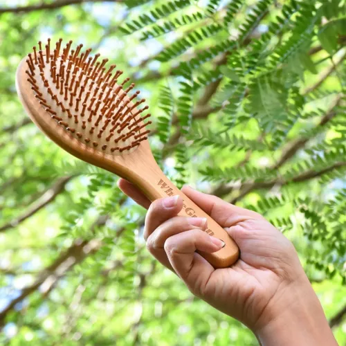 Cepillo De Pelo De Madera De Bambu Anti Frizz Biodegradable