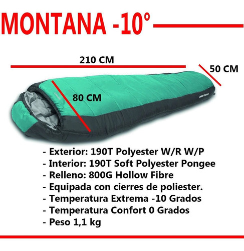 Imagen 2 de 6 de Bolsa De Dormir Spinit Montana Momia Capucha -10° Carpa