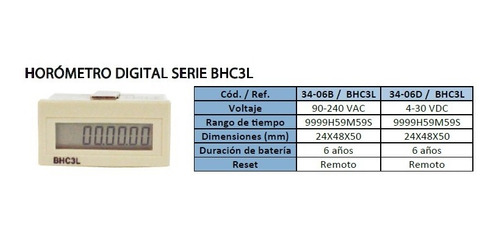 Horometro Digital Bhc3l 90-240 Vac 