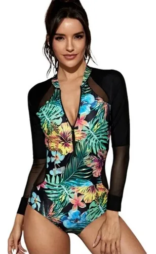 Traje de baño de una pieza manga larga new arrivals