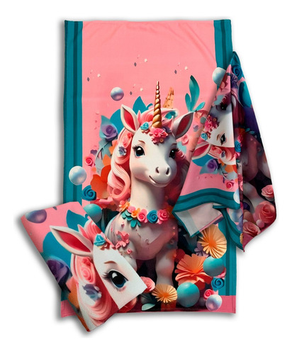 Toalla De Baño Diseño Unicornio 155x85 Cm Microfibra Suave Rosa Unicornio