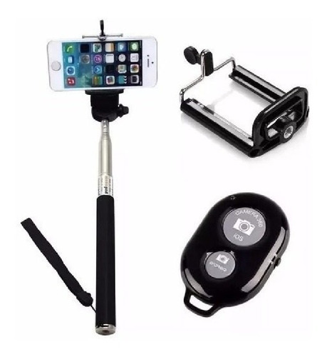 Kit Selfie Com Controle Shutter Pau De Selfie Monopod + Nf