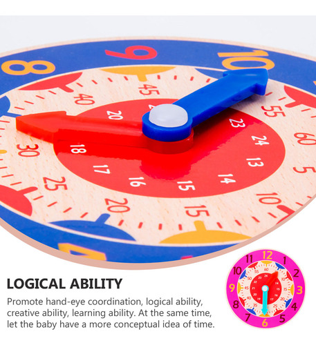 Reloj De Madera Con Dibujos Animados, Juguete De Aprendizaje