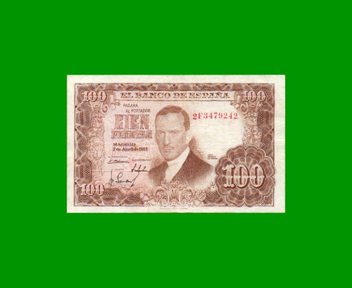 Billete España 100 Pesetas Pick 145, Año 1953, Estado Muy B-