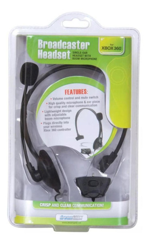 Fone E Microfone Headset Broadcaster De Xbox 360 Dream Gear Cor Preto Cor da luz Preto