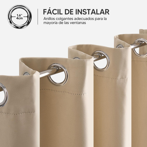 2 Paneles Cortinas Blackout Con Aislamiento Térmico Para