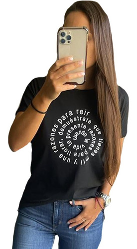 Remera Estampada Lisa Manga Corta Mujer A88