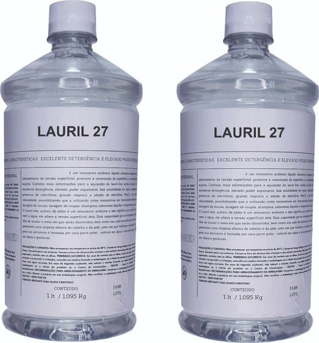 Lauril 27 Liquido 2 Lt Matéria Prima Para Cosmético Higiene