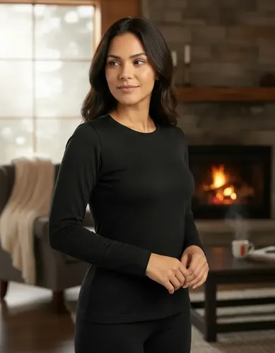 Blusa Térmica Feminina Flanelada Peluciada Inverno Frio Preto - foto 1