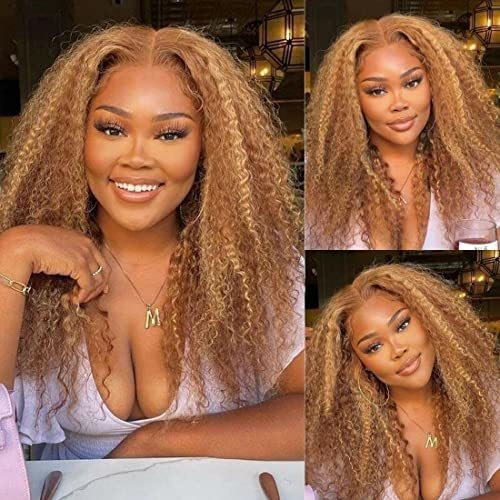 Unice Kinky Curly Highlight 13x4 Lace Frontal Pelucas By8f1