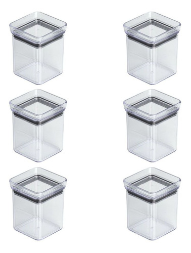 Jogo 6 Mini Potes Paramount Mini Lumini 180ml Organizadores De Temperos Cor Transparente