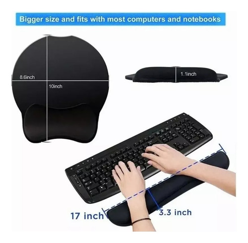 Mouse Pads Y Ergonomico Alfombrilla Teclado Reposamuñecas
