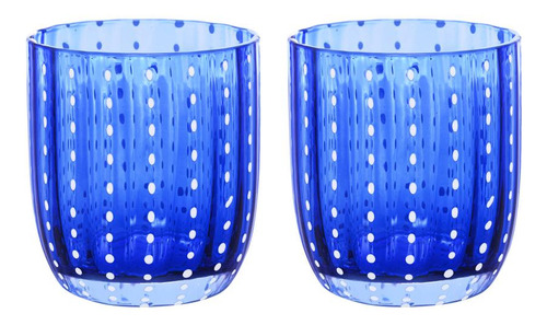 2 Copos Wolff Orquídea De Vidro Azul 300ml
