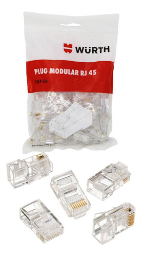 Plug Modular Rj45 Cat5 Wurth, Pacote 100 Unidades 0978120003