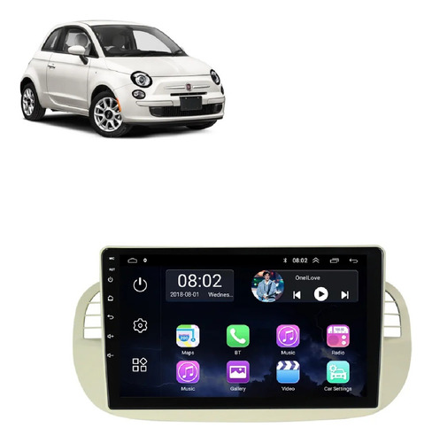 Central Multimídia Android Fiat 500 2007-2014 4+64gb 9p Cor Branco