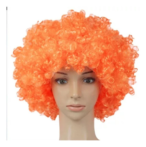 Peluca Afro Payaso Color Naranja