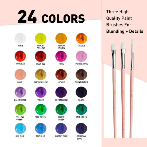 Miya Himi Gouache: 24 Colores/30ml + 3 Pinceles - Azul Hielo