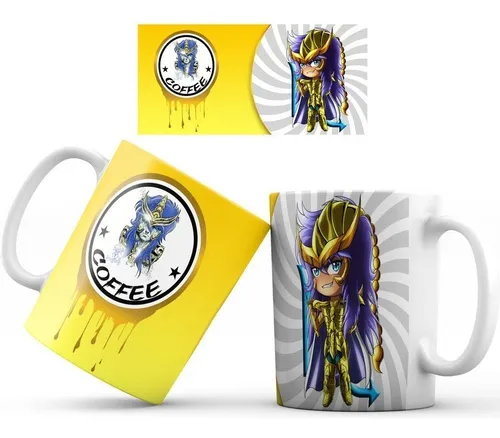 Pocillo Mug - Saint Seiya - Fondo Amarillo
